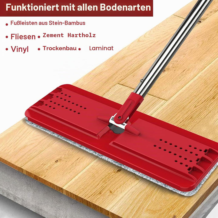 BOSHENG Wischmopp und Eimer mit Auswringer-Set, freihändiger flacher Bodenwischer und Eimer, 3 wasch
