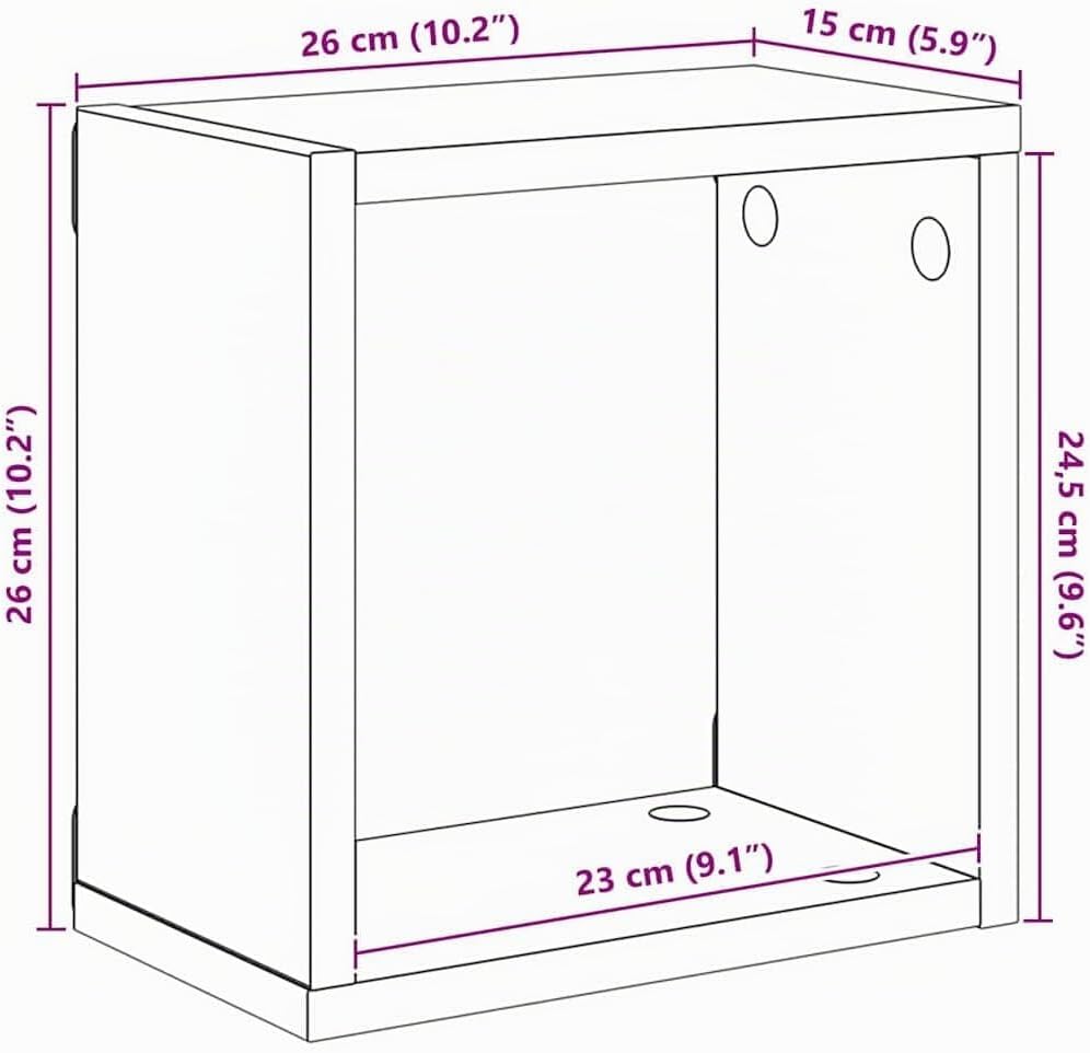 vidaXL Wandregale 2er Set Altholz 26X15X26 cm Massiv Rustikales Design Vielseitig Innenlagerung Wohn