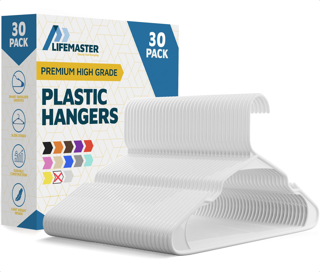 LifeMaster Kleiderbügel aus Kunststoff, leicht, langlebig, mit Schulterrillen, für Slipkleider und B
