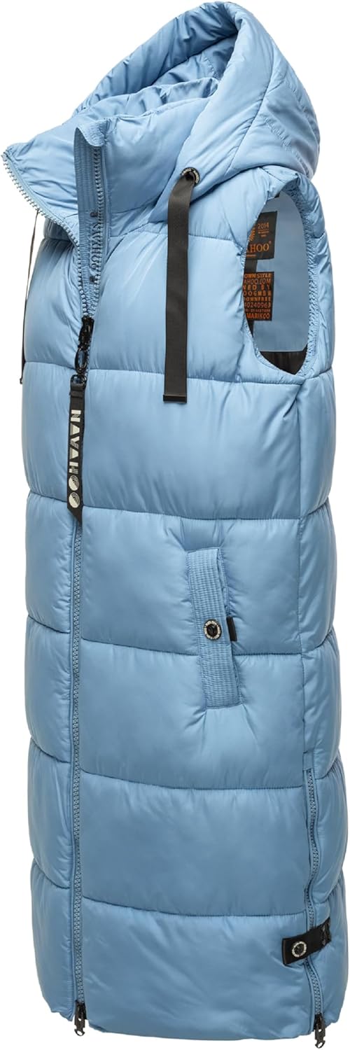 Navahoo Damen ärmellose Lange Outdoorweste warme Winterjacke Schnuffelchen XS-3XL XS Powder Blue, XS
