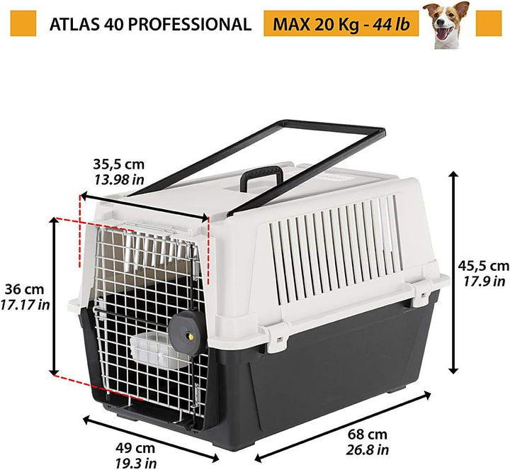 Ferplast Hundetransportbox Transportbox für mittelgrosse Hunde ATLAS 40, Reisebox für Hunde, Sicherh