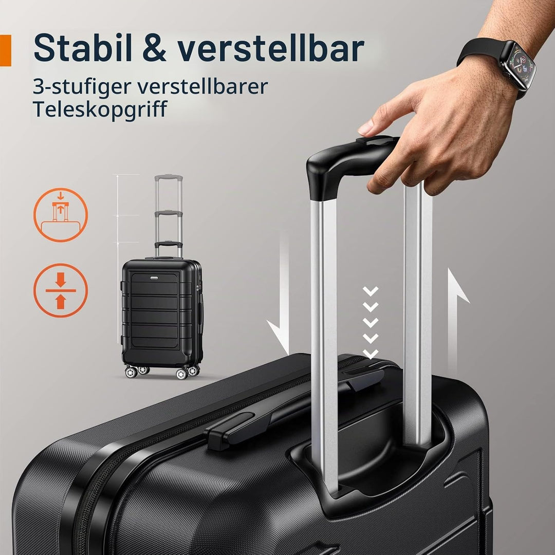 SHOWKOO Koffer Mittelgross Hartschale Leicht Reisekoffer ABS+PC Erweiterbar Haltbar Trolley Handgepä