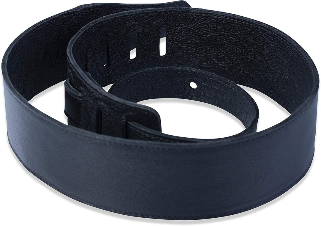 Levy's M26BLBLK Gitarrengurt aus Leder, 6,4 cm breit, schwarz, Schwarz