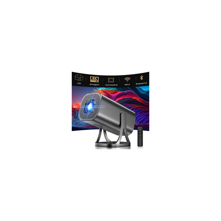 Mini Beamer 4K 1080P Full HD, Smart Projektor Tragbarer Heimkino Outdoor Grau, Grau