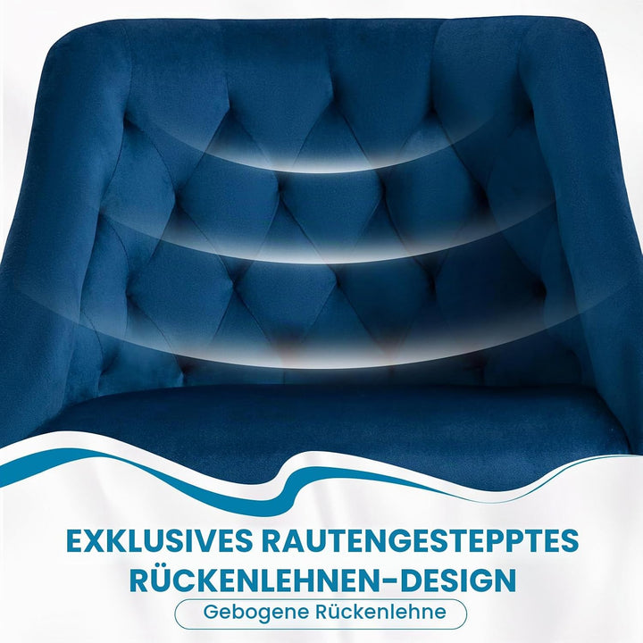 Homeoffice Bürostuhl aus Samt, ergonomischer Schreibtischstuhl höhenverstellbar, Drehstuhl mit Rolle