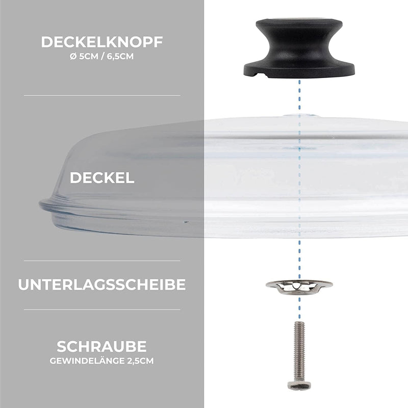 MaxxGoods - Topfdeckelgriff mit automatischer Entlüftung - hitzebeständig bis 260° C - Deckelknopf f