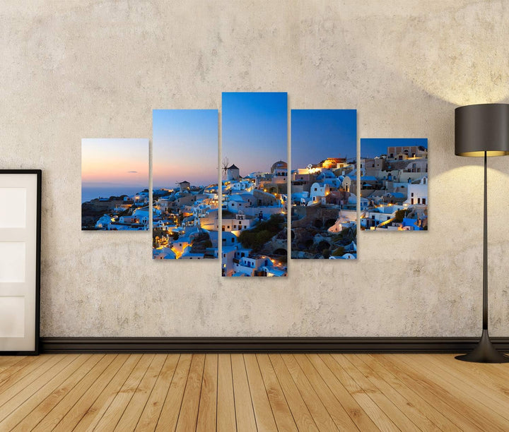 islandburner Bild auf Leinwand Santorini Oia Abend Dorf Insel Griechenland Bilder Wandbilder Poster