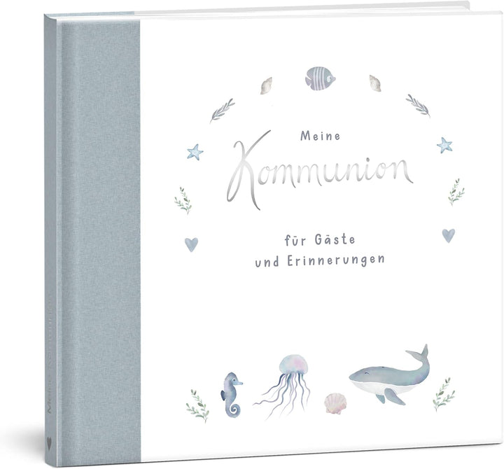 mintkind® Gästebuch Meine Kommunion Wal I Kommunion Geschenk personalisiert I Buch zur Kommunion Eri