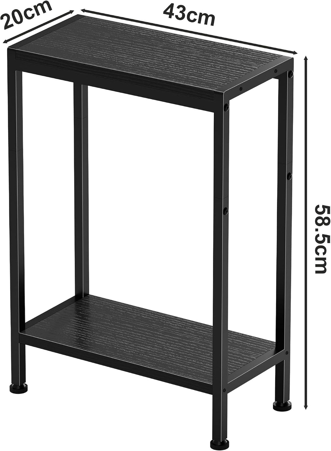 Schmaler Beistelltisch, Nachttisch, 2 Ablagen Nachttisch Schmal mit Stauraum, sofa beistelltisch für