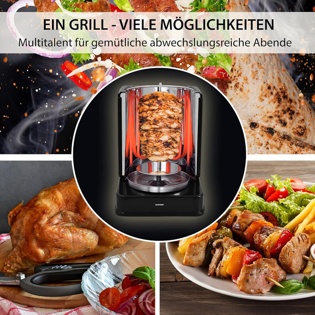 Syntrox Kitchen Chef ROQ Gyrosgrill 1400W Dönergrill Schaschlikgrill Hähnchengrill Rotisserie Fischg