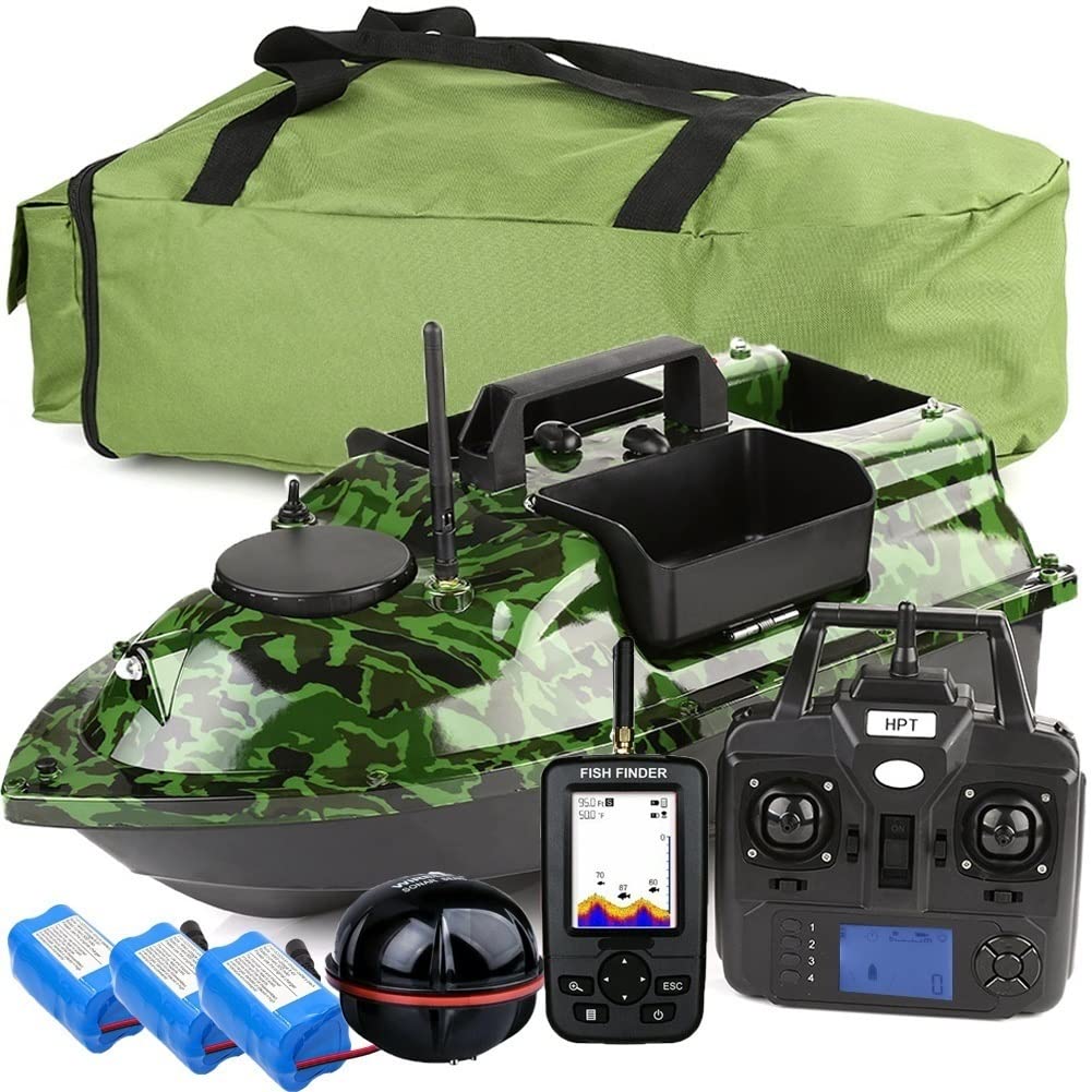 500M 3 Hopper GPS futterboot RC Fishing Bait Boot, LCD Sensor Fischfinder, Mit Handtasche, 12000mAh