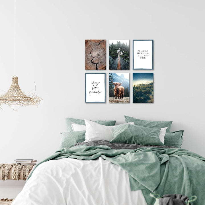 Novart Wandbilder Set - KOMPLETT AUFHÄNGFERTIG - Made in Germany - Moderne Bilder Landschaft Wohnzim