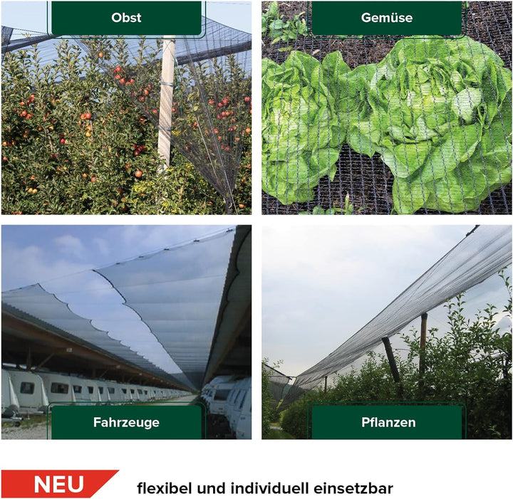 AGROFLOR® Hagelschutznetz, Grösse 3 x 6 m, schwarz - Robustes Netz für den Schutz von Obst, Gemüse,