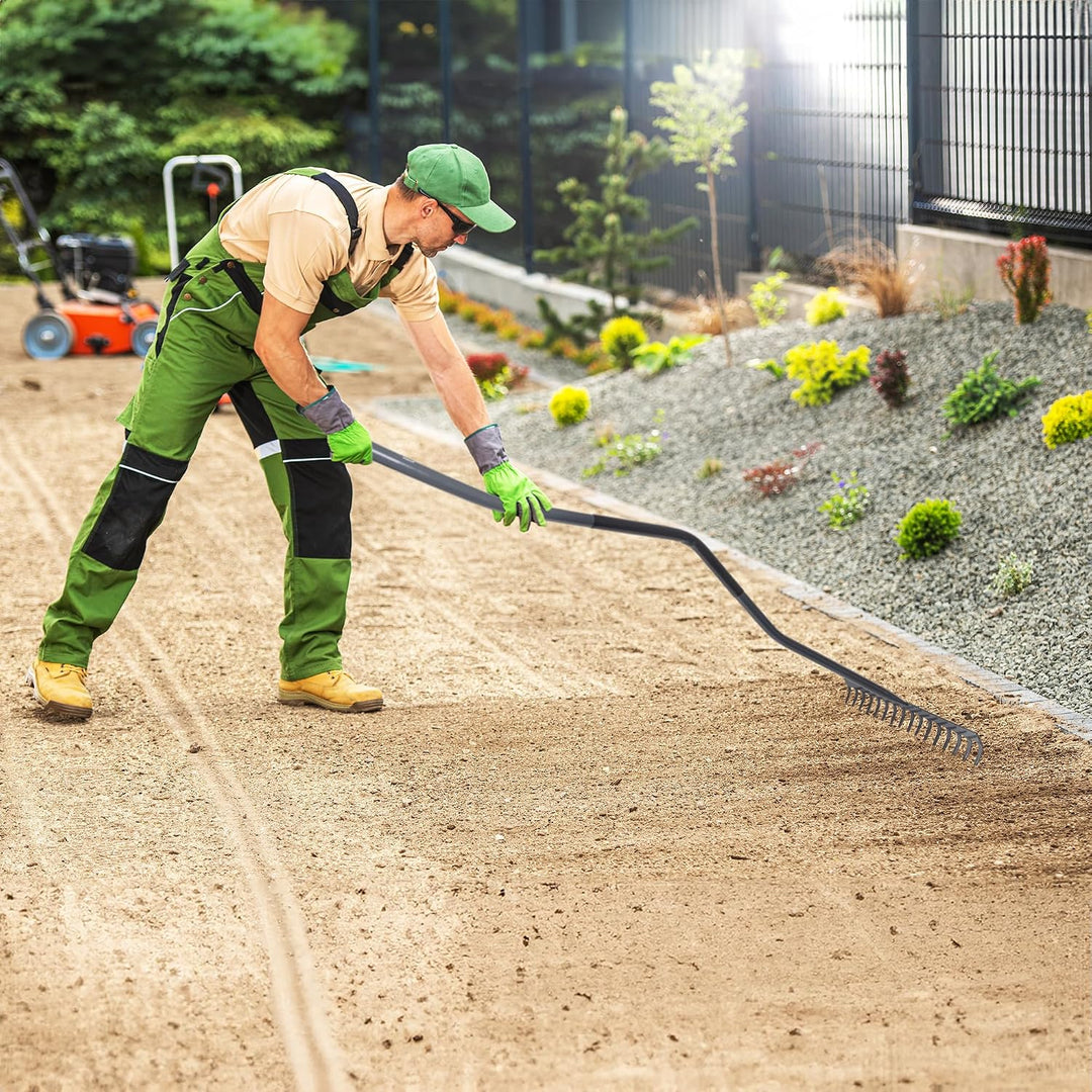 KADAX Gartenharke aus Metall, Gartenwerkzeug mit Metallkopf, Rasenrechen für Garten, Flache Harke fü
