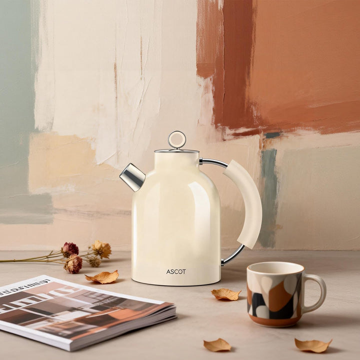 ASCOT Wasserkocher Edelstahl mit 5 variablen Voreinstellungen, Elektrischer Teekessel Kaffee Wasserk