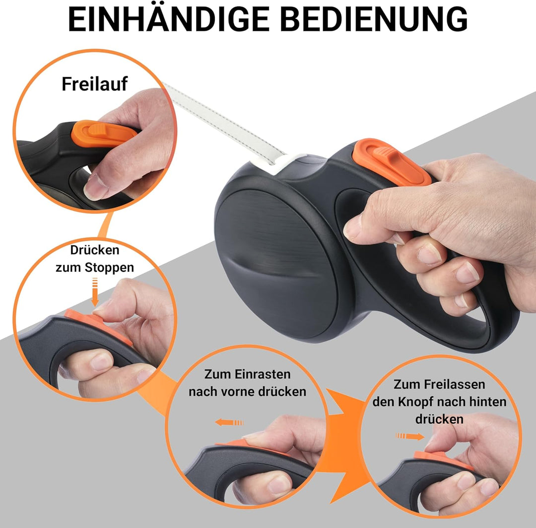 Hundeleine grosse Hunde und mittelgrosse bis 55 KG, Hundeleine 5m, Leine Hund ausziehbar und neuarti
