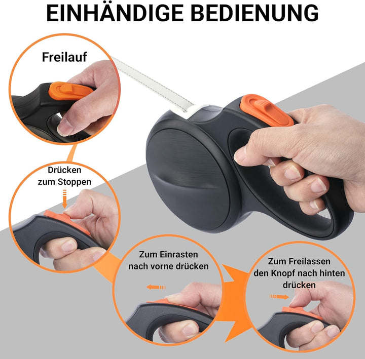 Hundeleine grosse Hunde und mittelgrosse bis 55 KG, Hundeleine 5m, Leine Hund ausziehbar und neuarti