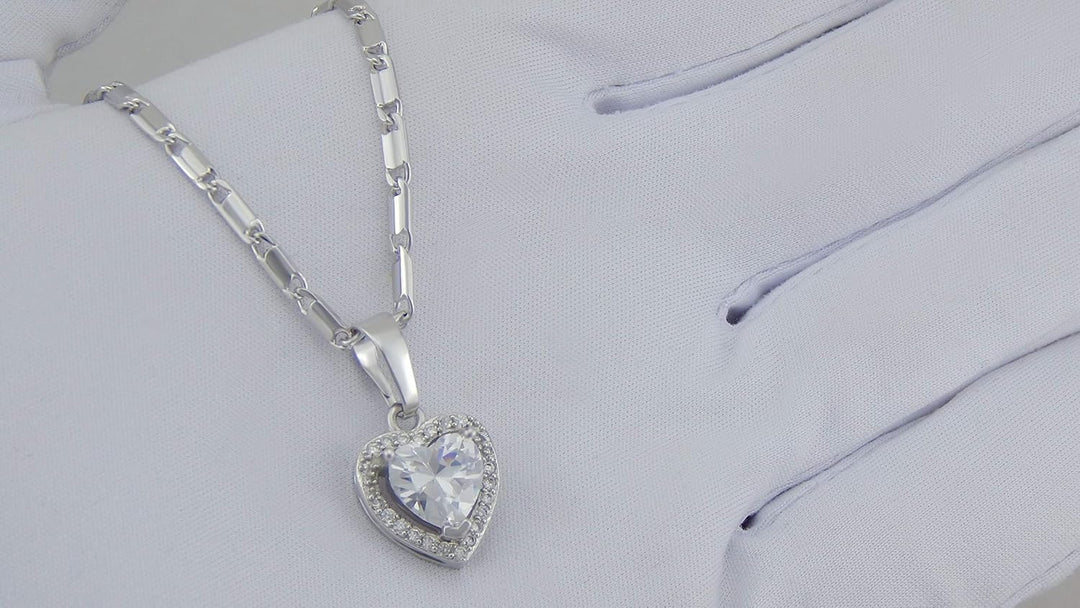 Hanessa Hals-kette Damen-Schmuck platiniert in Silber Herz Anhänger Geschenk zu Weihnachten für die