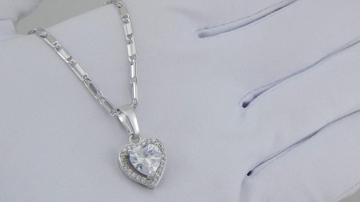 Hanessa Hals-kette Damen-Schmuck platiniert in Silber Herz Anhänger Geschenk zu Weihnachten für die