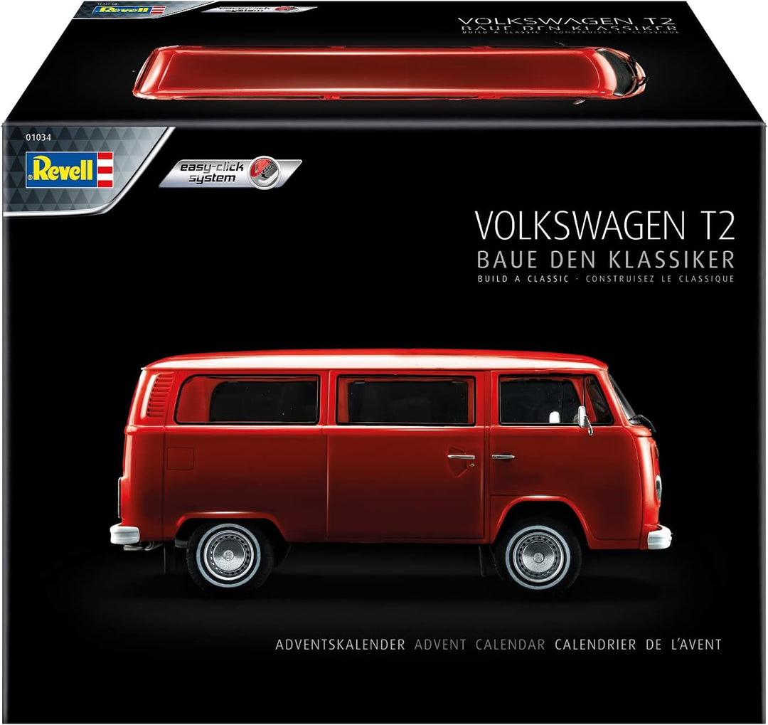 Revell Adventskalender, VW T2 Bus mit Easy-Click-System in 24 Tagen zum Modellbus, Adventskalender f