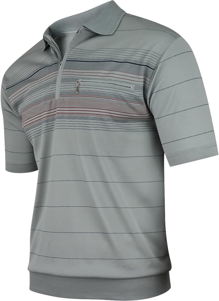Soltice Poloshirts Herren Kurzarm, Gestreifte Polohemden mit Brusttasche, Blousonshirts aus Baumwoll