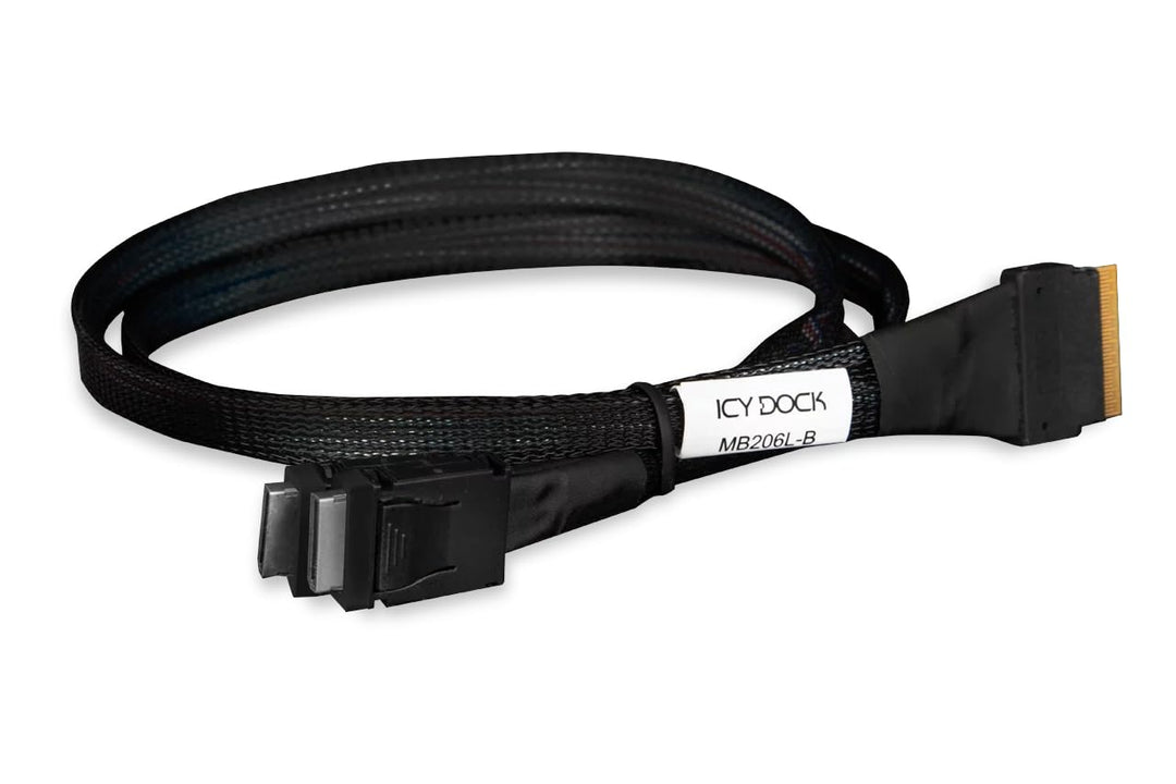 ICY DOCK SlimSAS 8i SFF-8654 zu 2x OCuLink 4i SFF-8611 Kabel 50cm schwarz Kabel SlimSAS 8i zu 2x OCu