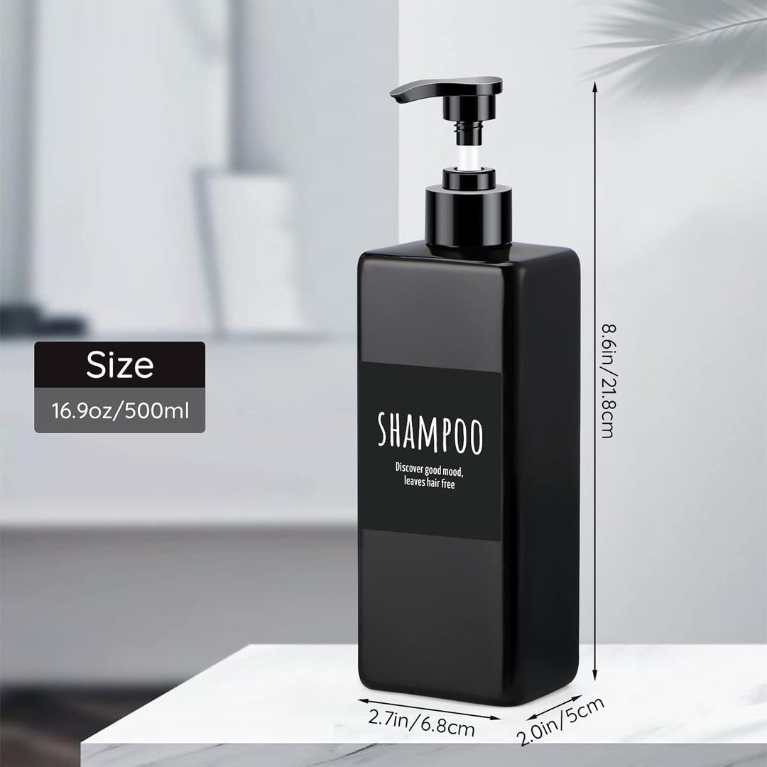Segbeauty Nachfüllbarer Spender für Dusche, 500 ml, leere Pumppressflaschen mit Etiketten, Kunststof