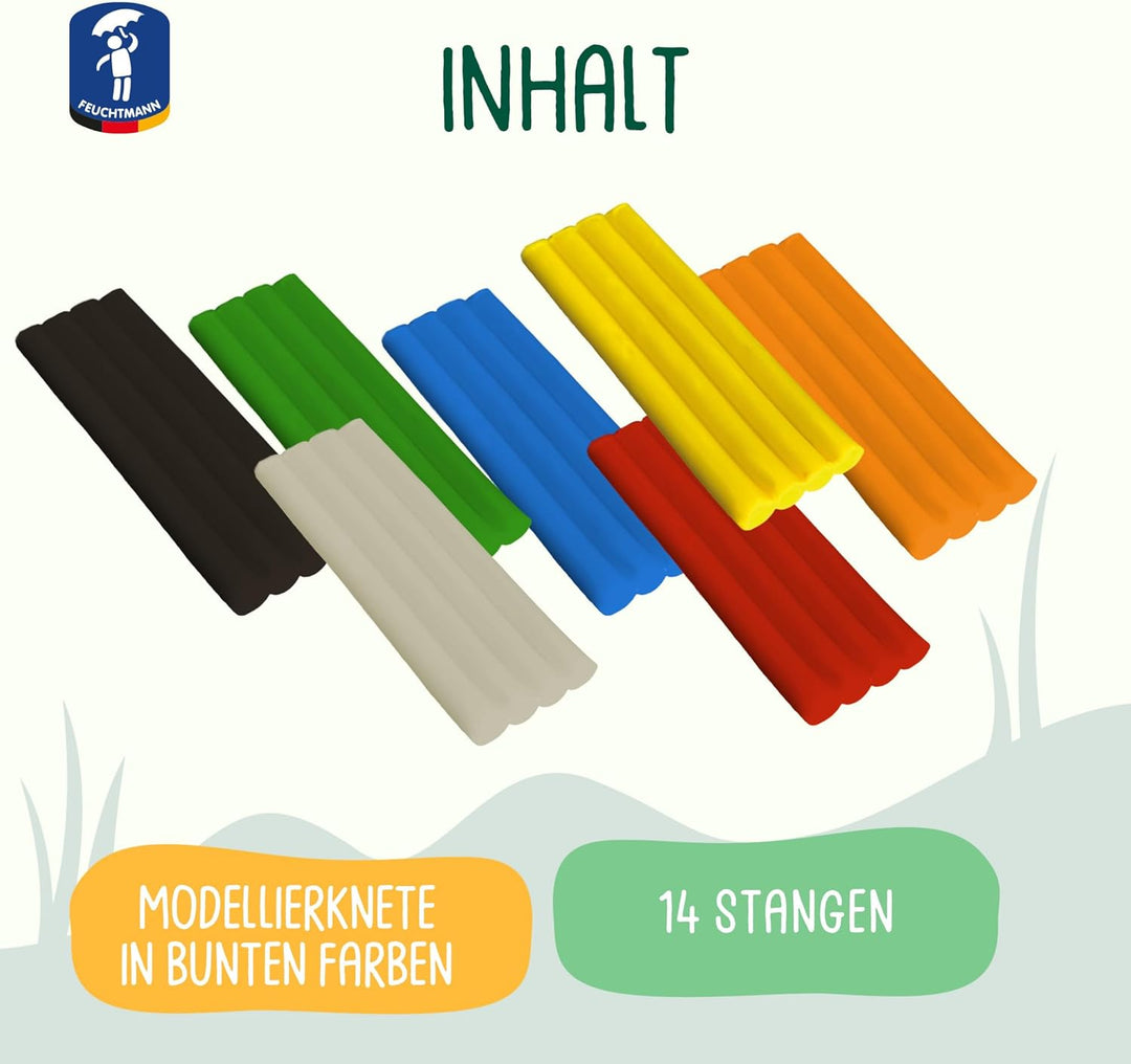 Feuchtmann JUNiORKNET Maxi | Knetset 14 x 35g weiche Kinderknete in Stangen | vegane glutenfreie Spi