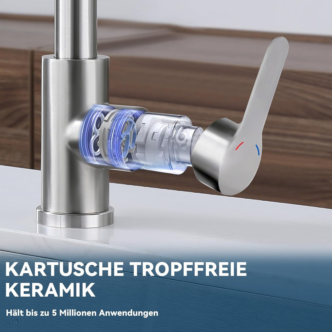 Mursche Wasserhahn Küche Küchenarmatur Ausziehbar - Waterfall Mischbatterie mit Brause Spültischarma
