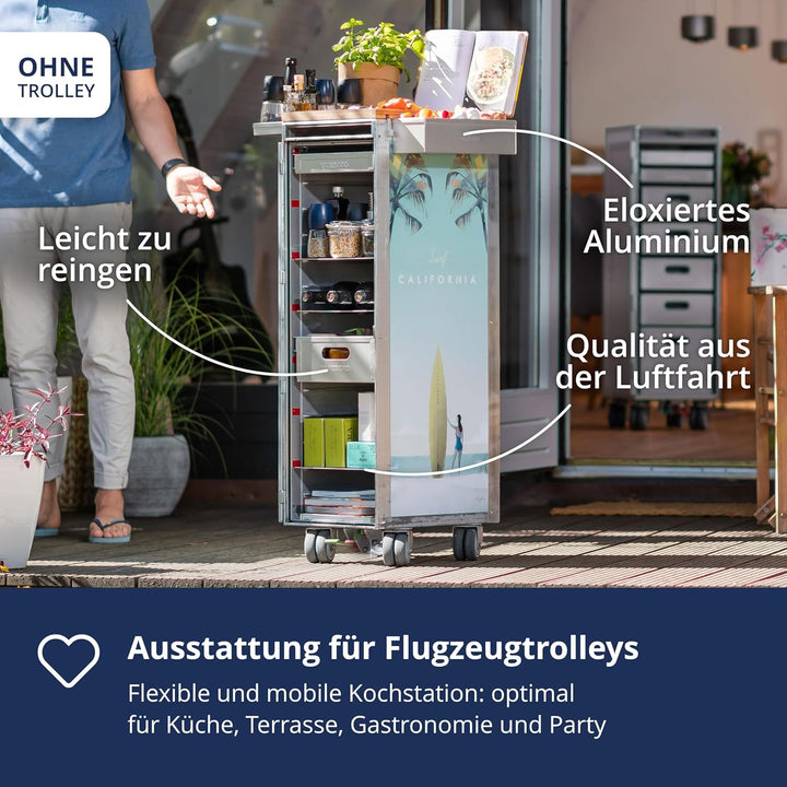Ausstattungspaket für Flugzeugtrolleys und Airline Trolleys, Küche & Grillen inkl. Sideboxen & Table