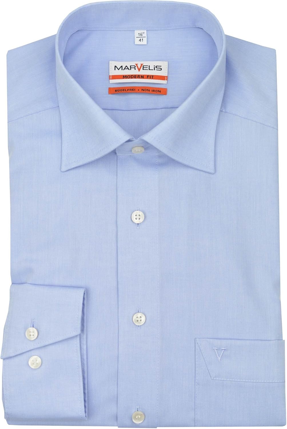 MARVELiS-Hemd MODERN-FIT (Slim-Fit) 4704-69-11 h.blau Extra langer Arm 47 Grosse Grössen 11-hellblau