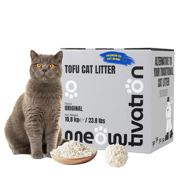 Tofu Katzenstreu - Klumpend, Pflanzlich aus Erbsenhülsen, Biologisch Abbaubar, 99% Staubfrei, Optima