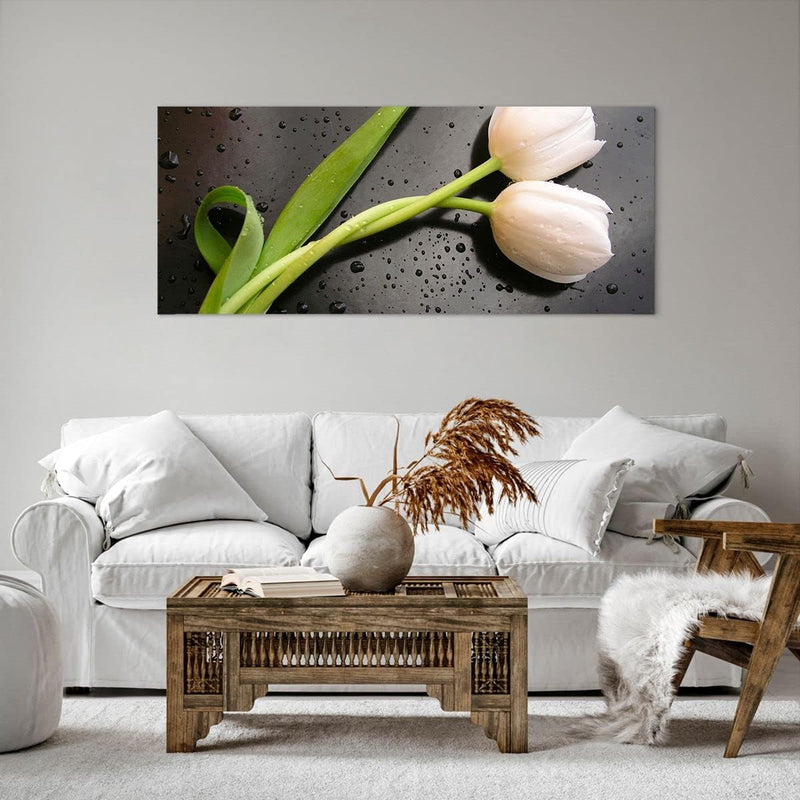 Wandbilder Dekoration Wohnzimmer Tulpen Blume Pflanzung Pflanze Panorama Bilder auf Leinwand 120x50c