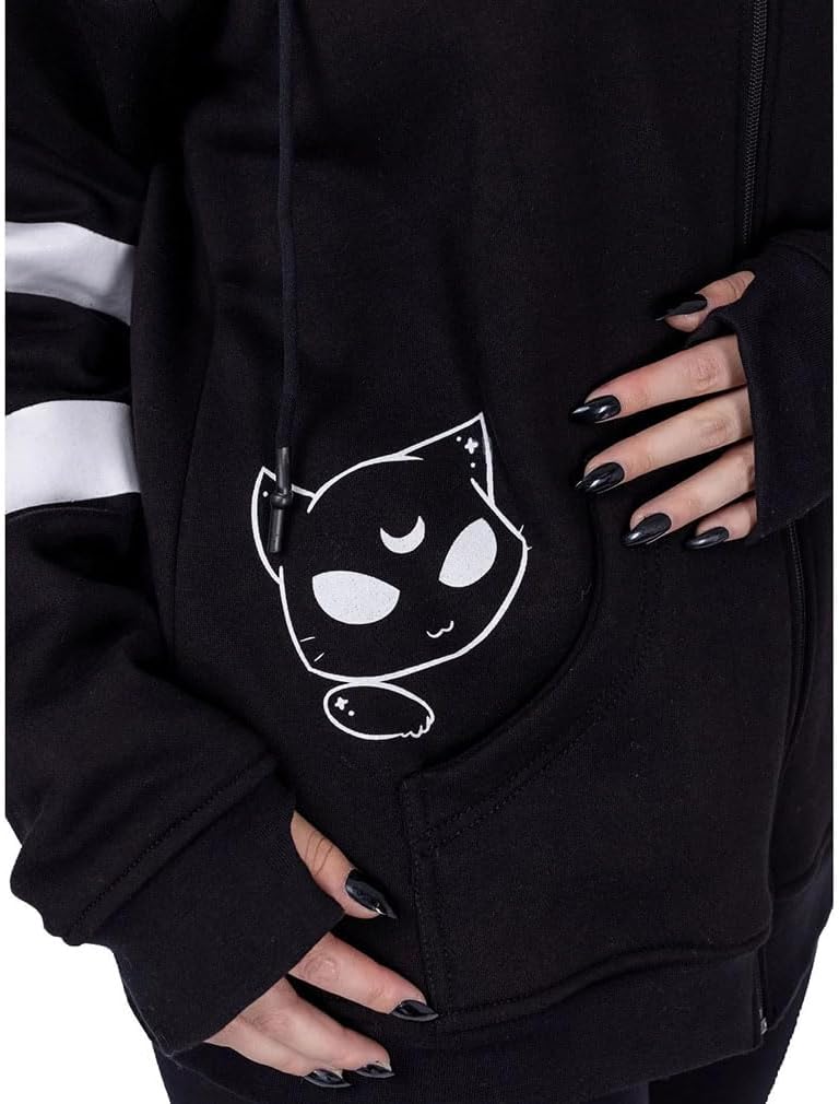 Heartless Moon Cats Hood Frauen Kapuzenjacke schwarz/weiss Everyday Goth, Gothic, Nu Goth, Rockwear