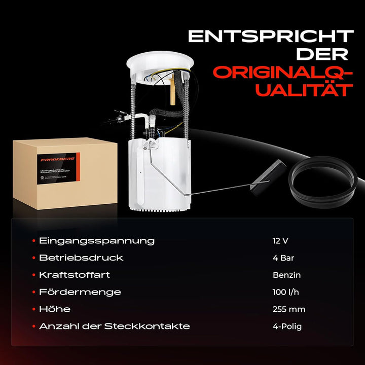 Frankberg Kraftstoffpumpe Benzinpumpe Kraftstoff-Fördereinheit Modul Satz ohne Drucksensor 4-Polig K