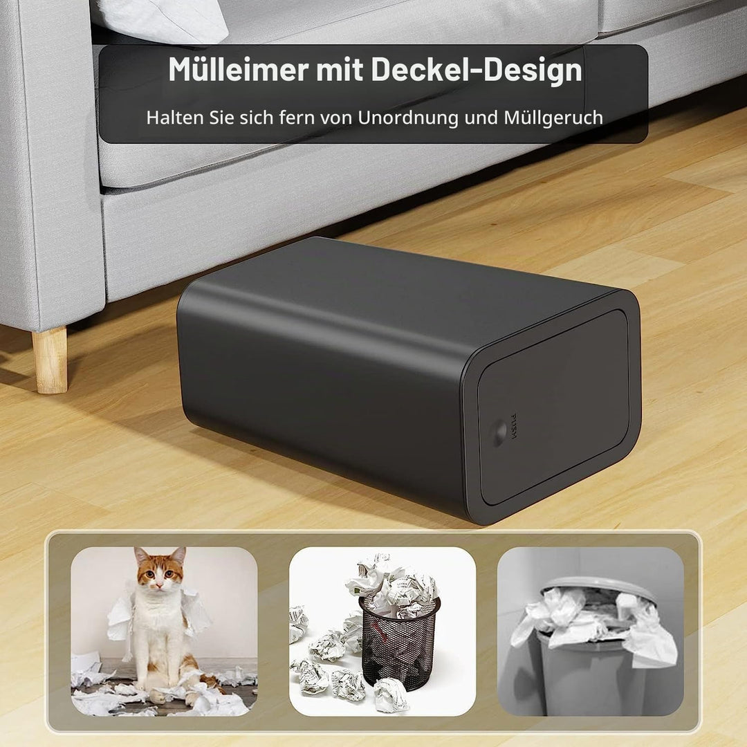 2 Stück Bad Mülleimer 9L mit Geruchsdichtenem Pop-Up-Deckel - PP-Material für Küche, Bad, Büro, Wohn