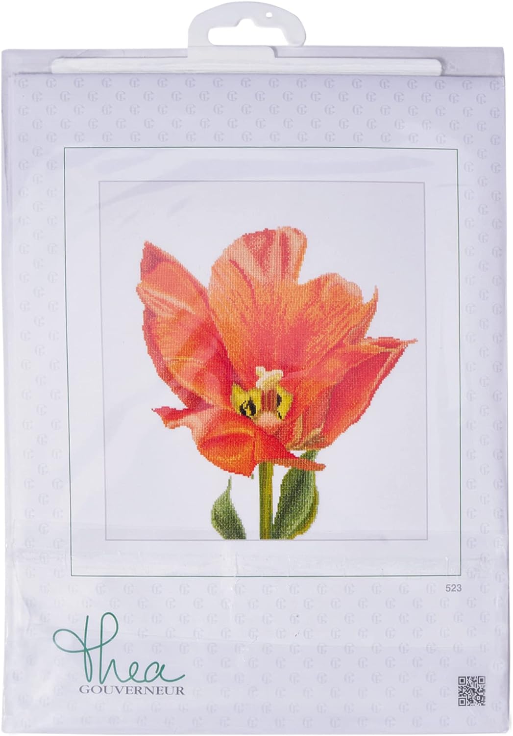 Thea Gouverneur - Kreuzstich-Set - Orange Triuph Tulpe - Leinen - 32 Count - Für Erwachsene - 523 34