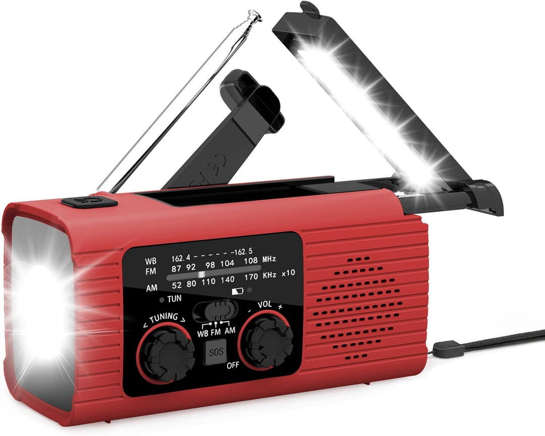 Handkurbelradio, Solarbetriebenes Handkurbelradio | Tragbares AM/FM/NOAA-Radio,SOS-Alarmradio, 3-Weg