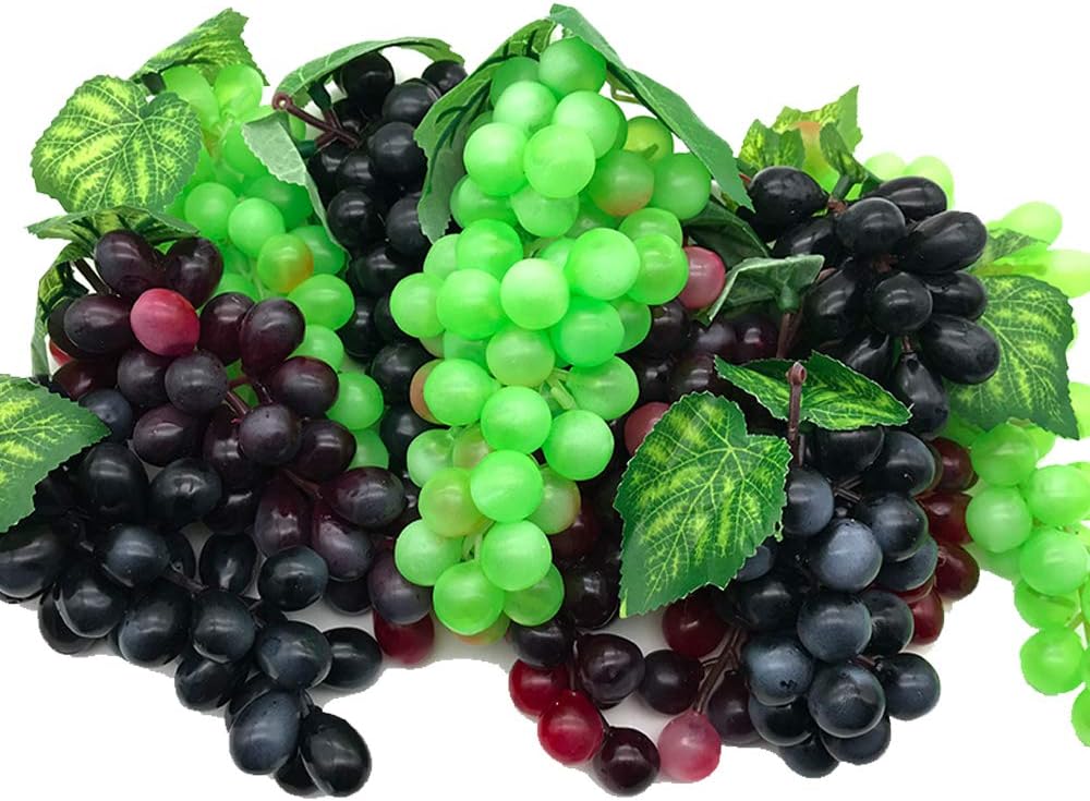 12 Stück Verschiedene künstliche Trauben gefrostet Trauben Gummitrauben mit 4 Grössen für Vintage ge