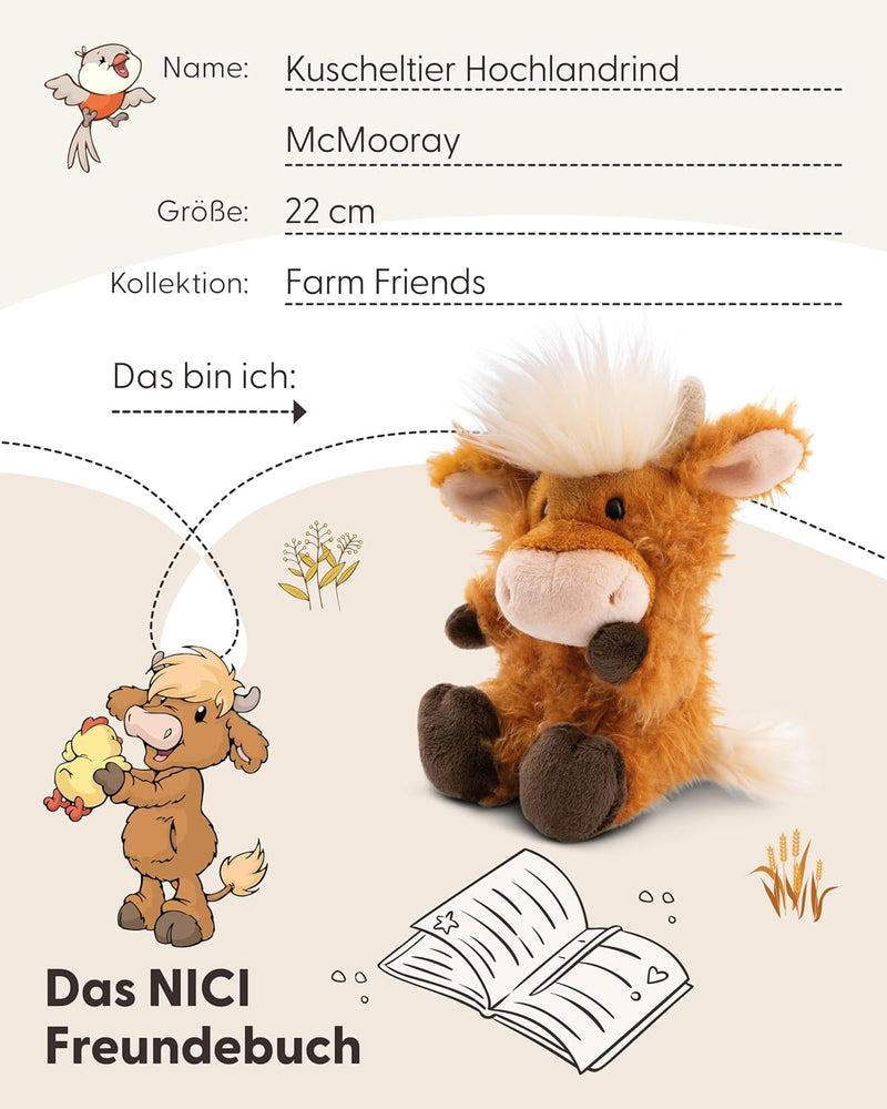 NICI Kuscheltier Hochlandrind McMooray 22cm braun - Stofftier aus weichem Plüsch, niedliches Plüscht