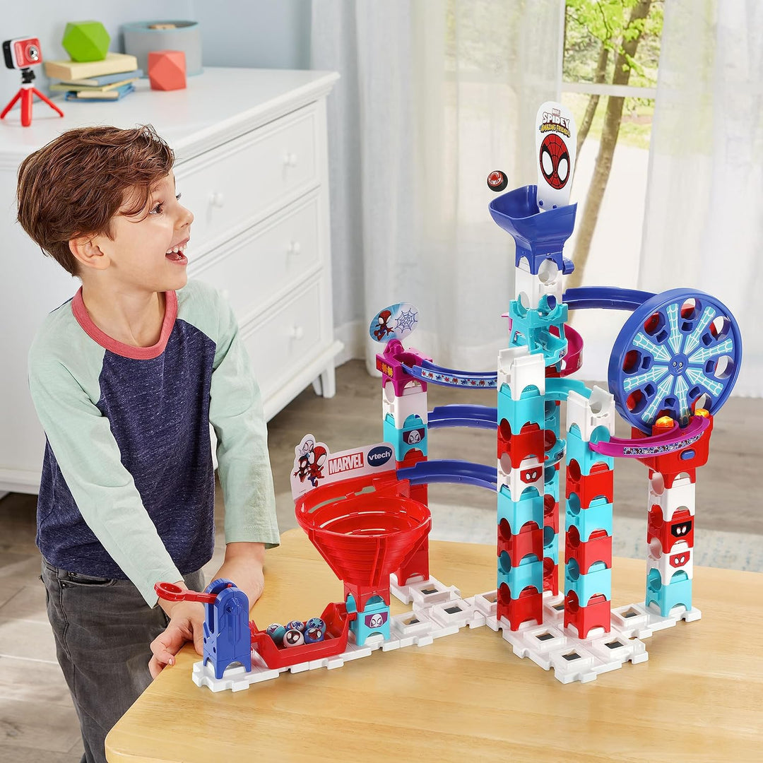 VTech Marble Rush - Spidey Super Spin Challenge SP300 E – Interaktive Murmelbahn mit spannenden Bahn