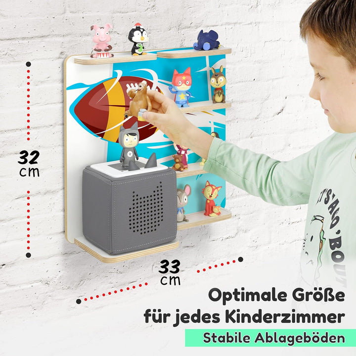 stadtecken Holzregal für Musikbox – Passend für Toniebox & ca. 30 Tonies | Perfekte Aufbewahrung für