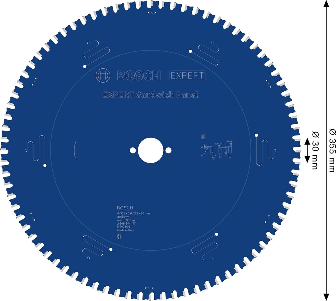Bosch Professional Kreissägeblatt Expert for Sandwich Panel (355 x 30 x 2,6 mm, 80 Zähne, Zubehör Kr