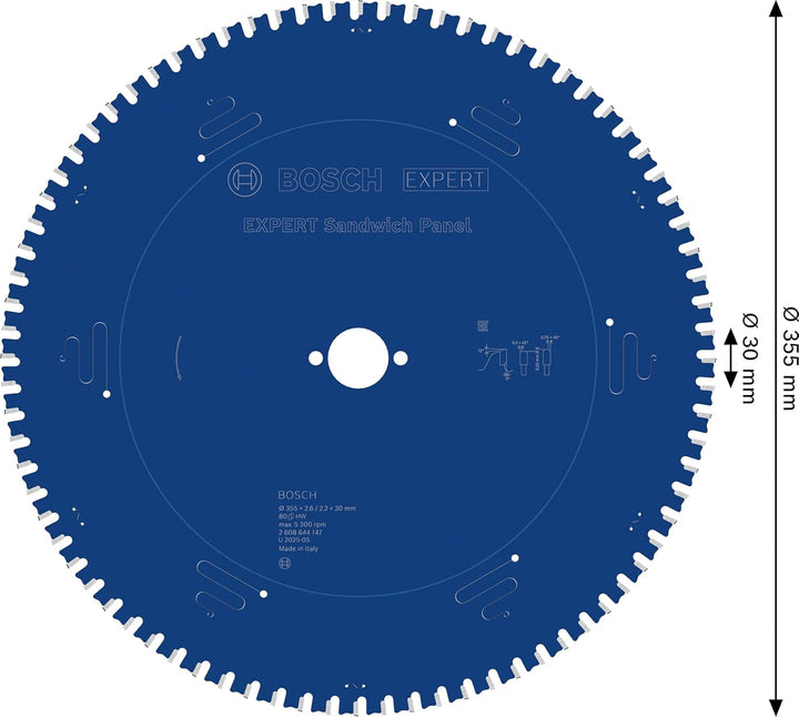 Bosch Professional Kreissägeblatt Expert for Sandwich Panel (355 x 30 x 2,6 mm, 80 Zähne, Zubehör Kr