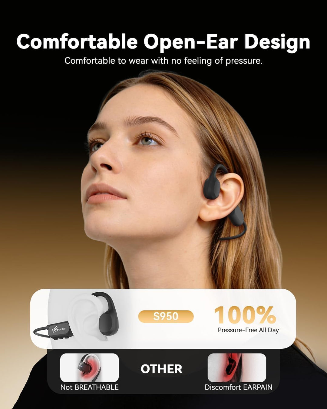 ANSTEN Knochenschall Kopfhörer Bluetooth 6.0, Echte Bone Conduction Headphones mit Klare Sprachübert