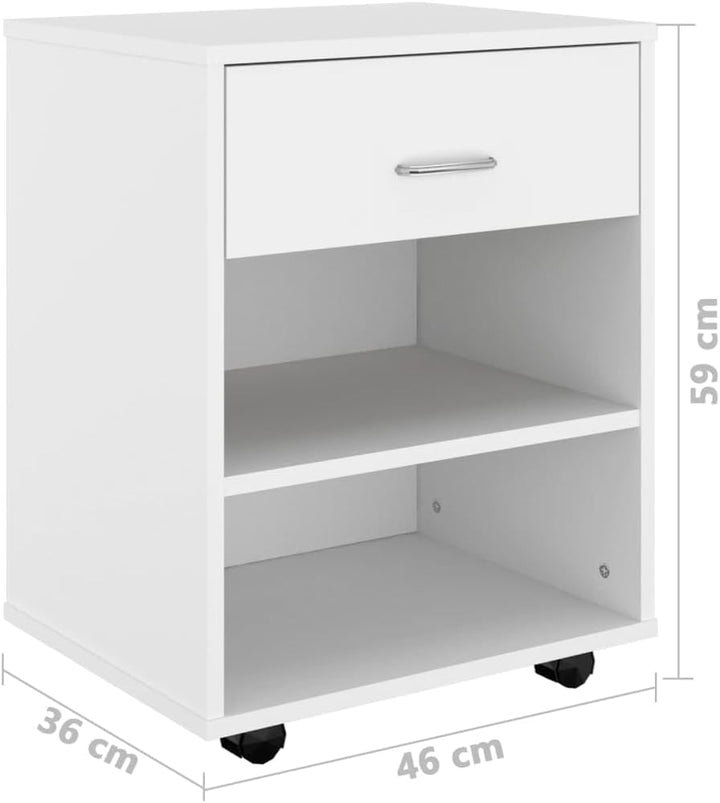 Mobiler Aktenschrank Lagerschrank aus Holzwerkstoff Beistellschrank mit Rollen für Wohnzimmer Schlaf