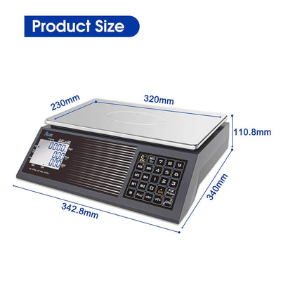 "ACLAS Marktwaage Waage 30Kg 10g Kontrollwaage Geeichte Ladenwaage - mit Dual LCD-Display Industrie