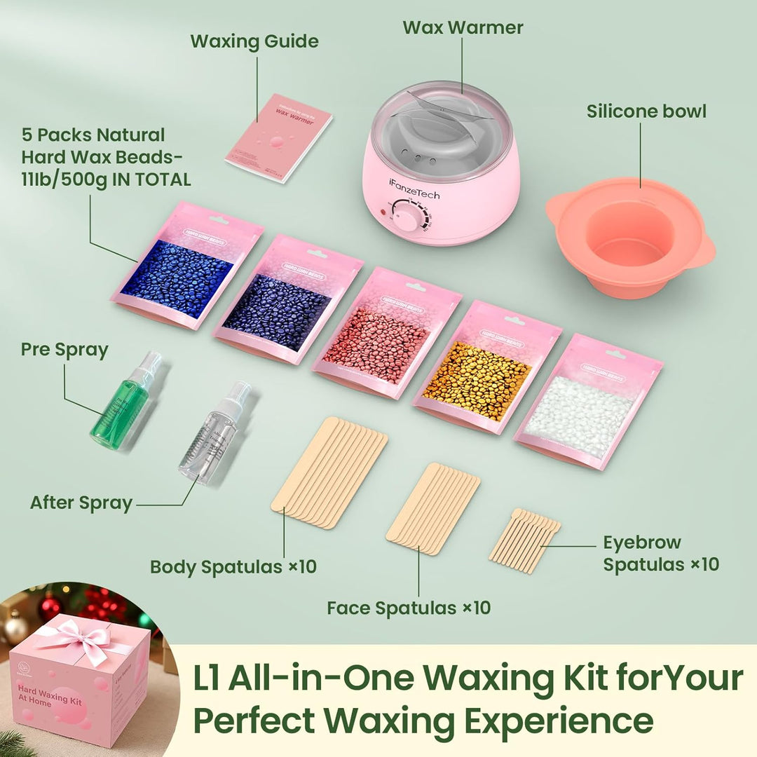 Waxing Set Wachs Haarentfernung zuhause: Warmwachs Haarentfernung - Wachswärmer Gerät mit Silikon Sc