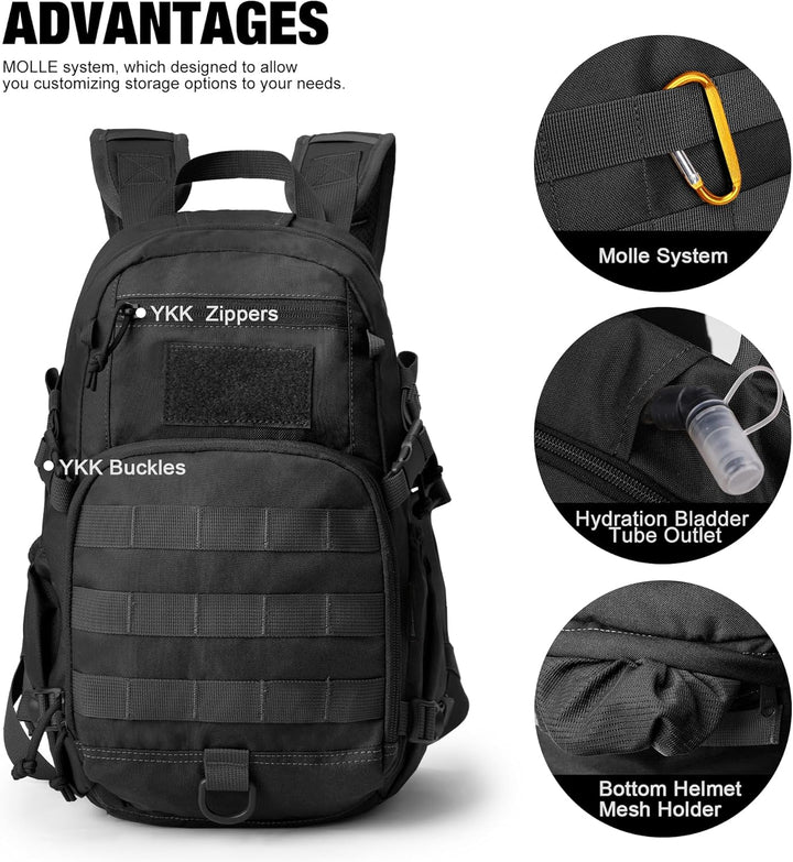 Mardingtop 15L Rucksack Herren Fahrradrucksack mit Helmnetz Wanderrucksack Klein Militär Backpack mi