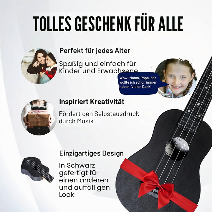 Flight, 4-saitige Travel Series Sopran-Ukulele, schwarz (TUS-35 BK), Schwarz